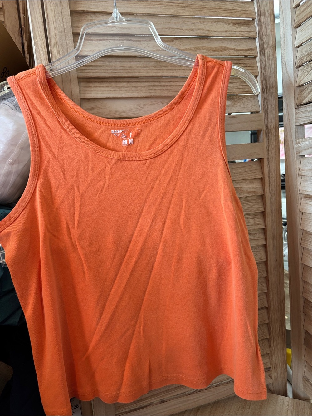 Basic Editions Orange Scoop Neck Tank Top Medium